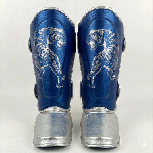 GLADIATE "TIGER" Shin Guard Blue/Silver