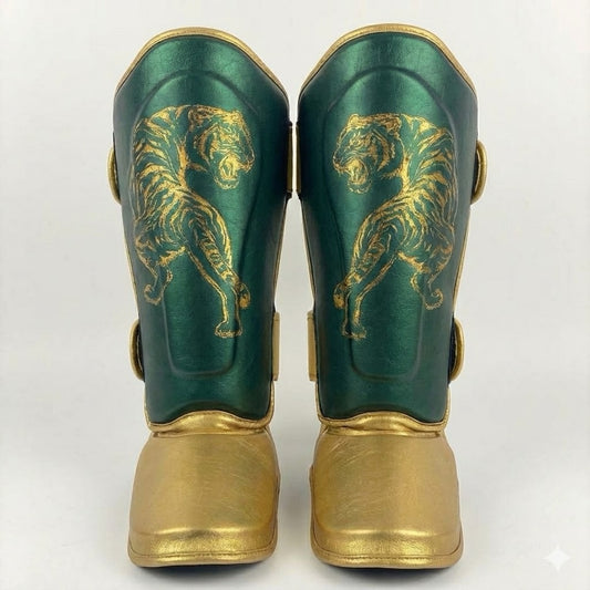 GLADIATE "TIGER" Shin Guards Green/Gold
